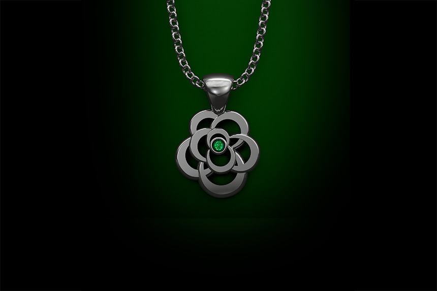 Emerald Flower Pendant & Chain